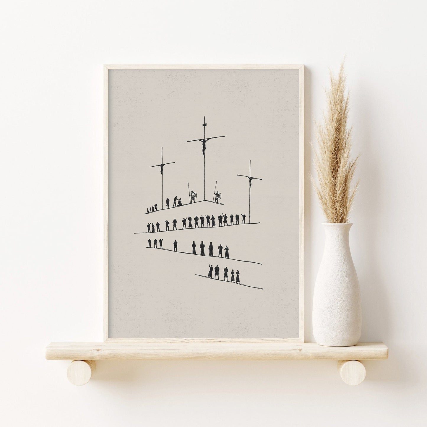 Calvary Cross Minimal Sketch - Digital Print