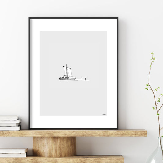 Walk on Water Minimalist Sketch - Digital Print