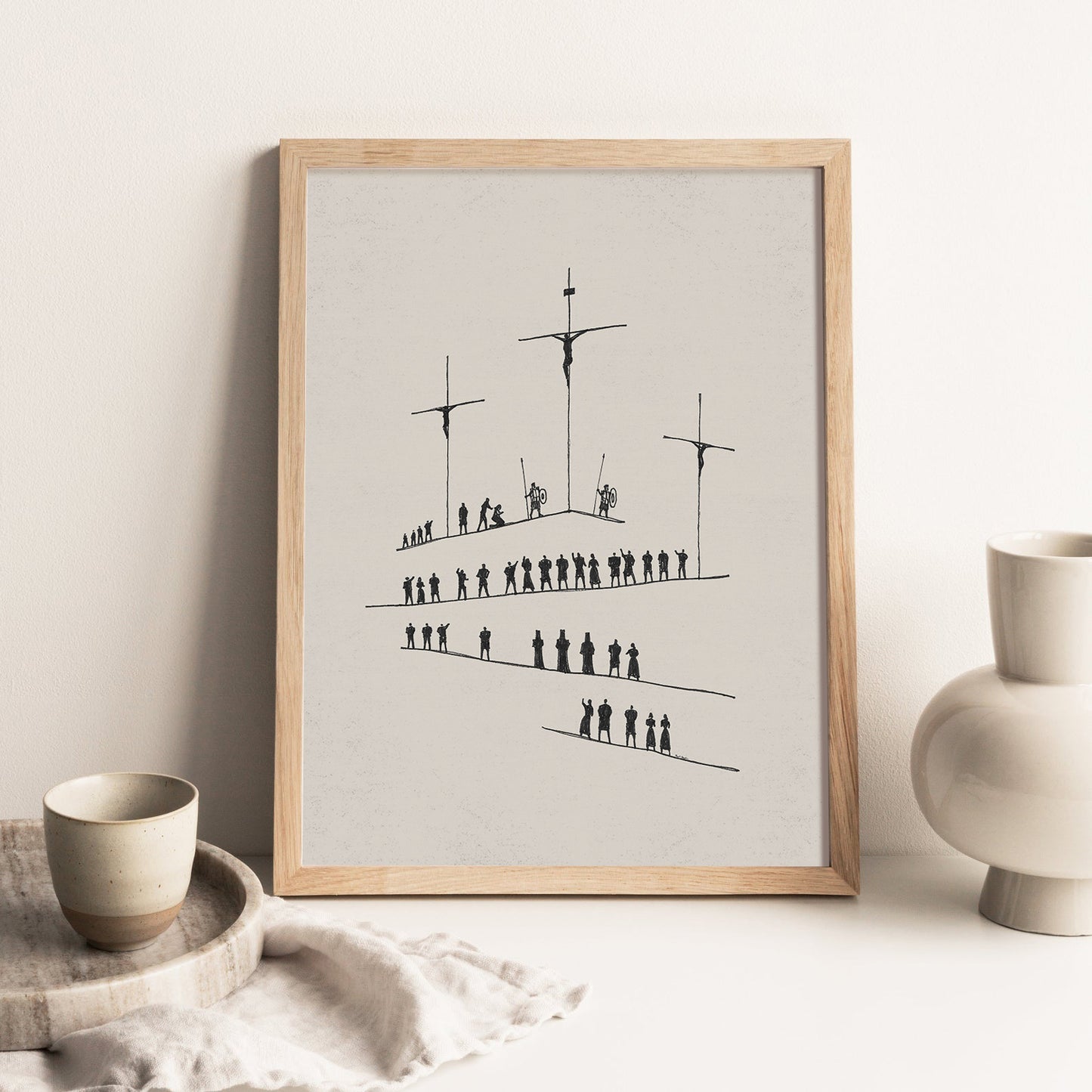 Calvary Cross Minimal Sketch - Digital Print