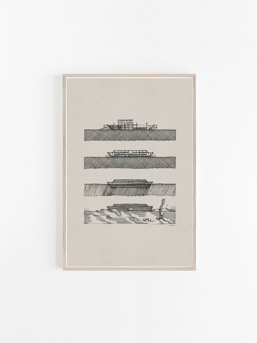 Noah's Ark 4 Stages Side View - Digital Print
