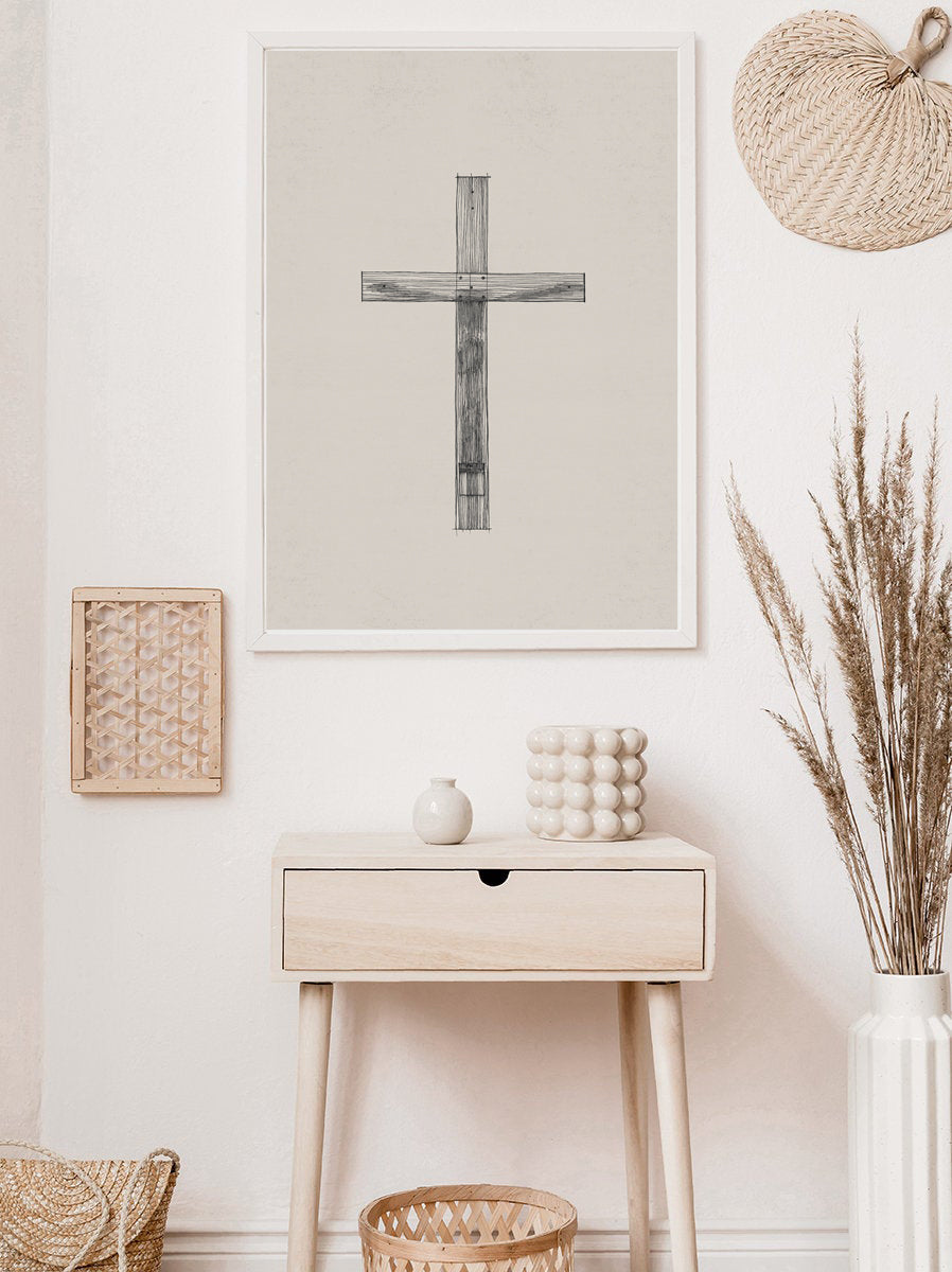 Cross Minimalist Sketch - Digital Print