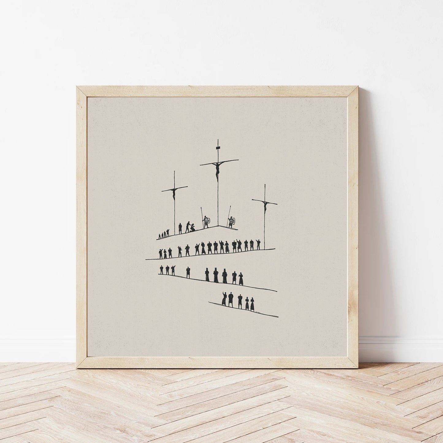 Calvary Cross Minimal Sketch - Digital Print