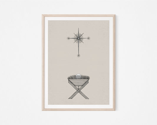 Modern Nativity Wall Art Manger - Digital Print