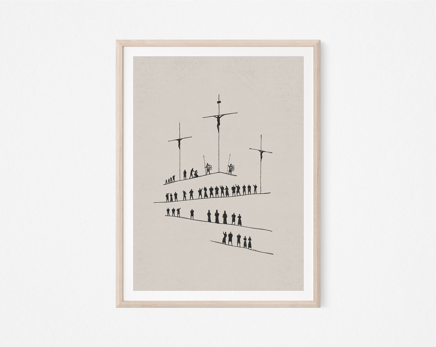 Calvary Cross Minimal Sketch - Digital Print