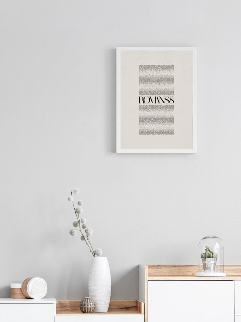 Romans 8 Full Chapter Minimalist Design - Digital Print