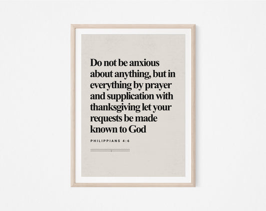 Philippians 4:6 Verse Minimalist Design - Digital Print