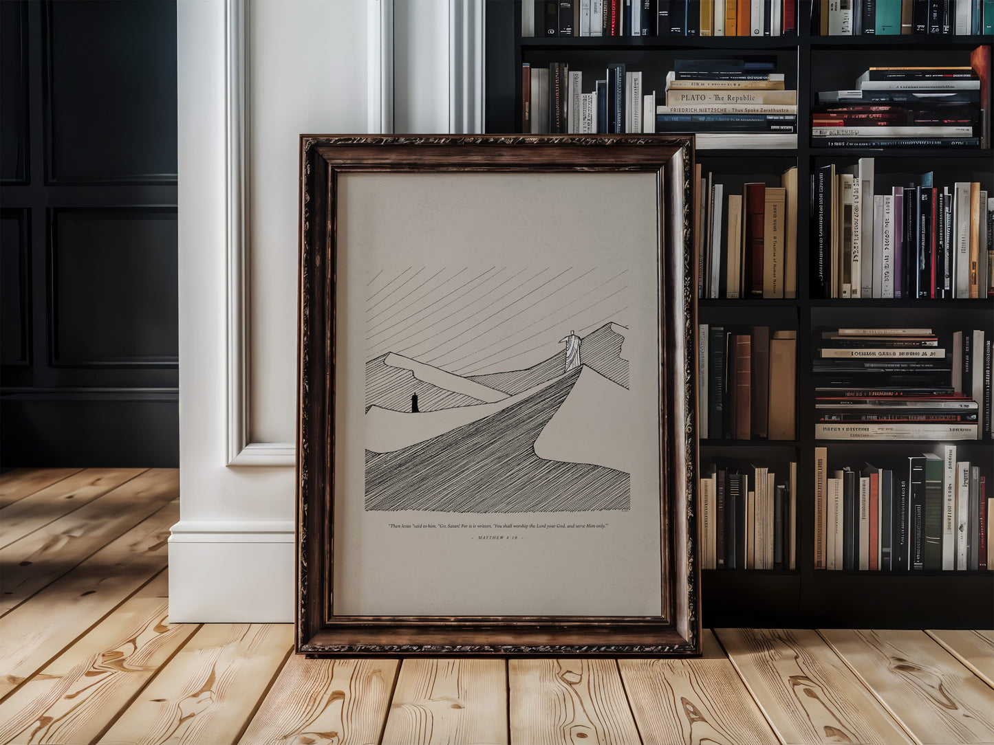 Jesus Tempted by Satan in Desert, Vertical - Digital Print