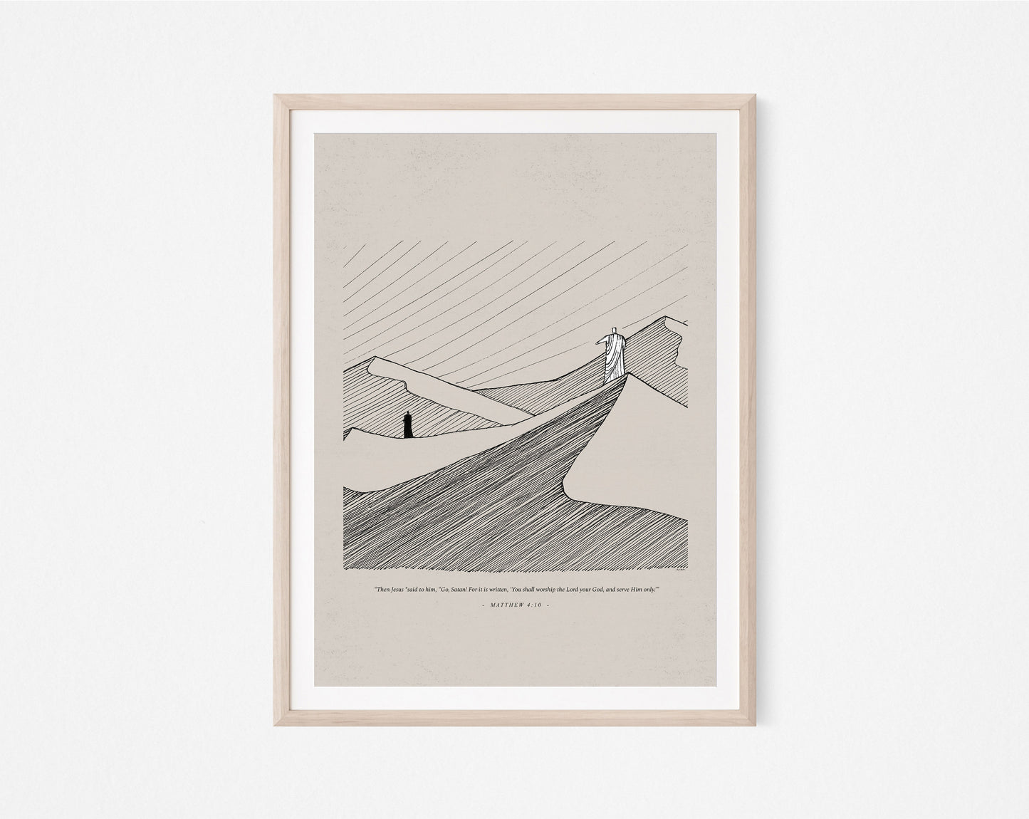 Jesus Tempted by Satan in Desert, Vertical - Digital Print