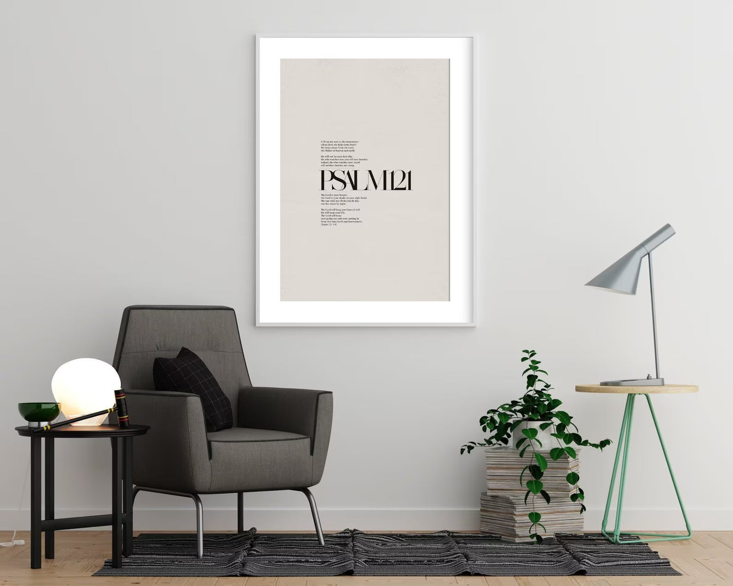 Psalm 121 Full Chapter Minimalist Design - Digital Print